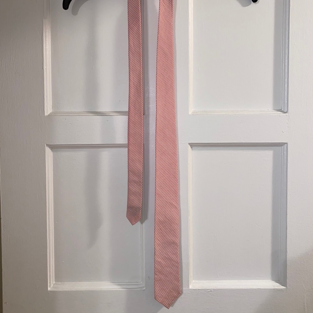 J Crew Pink and White Striped Tie
